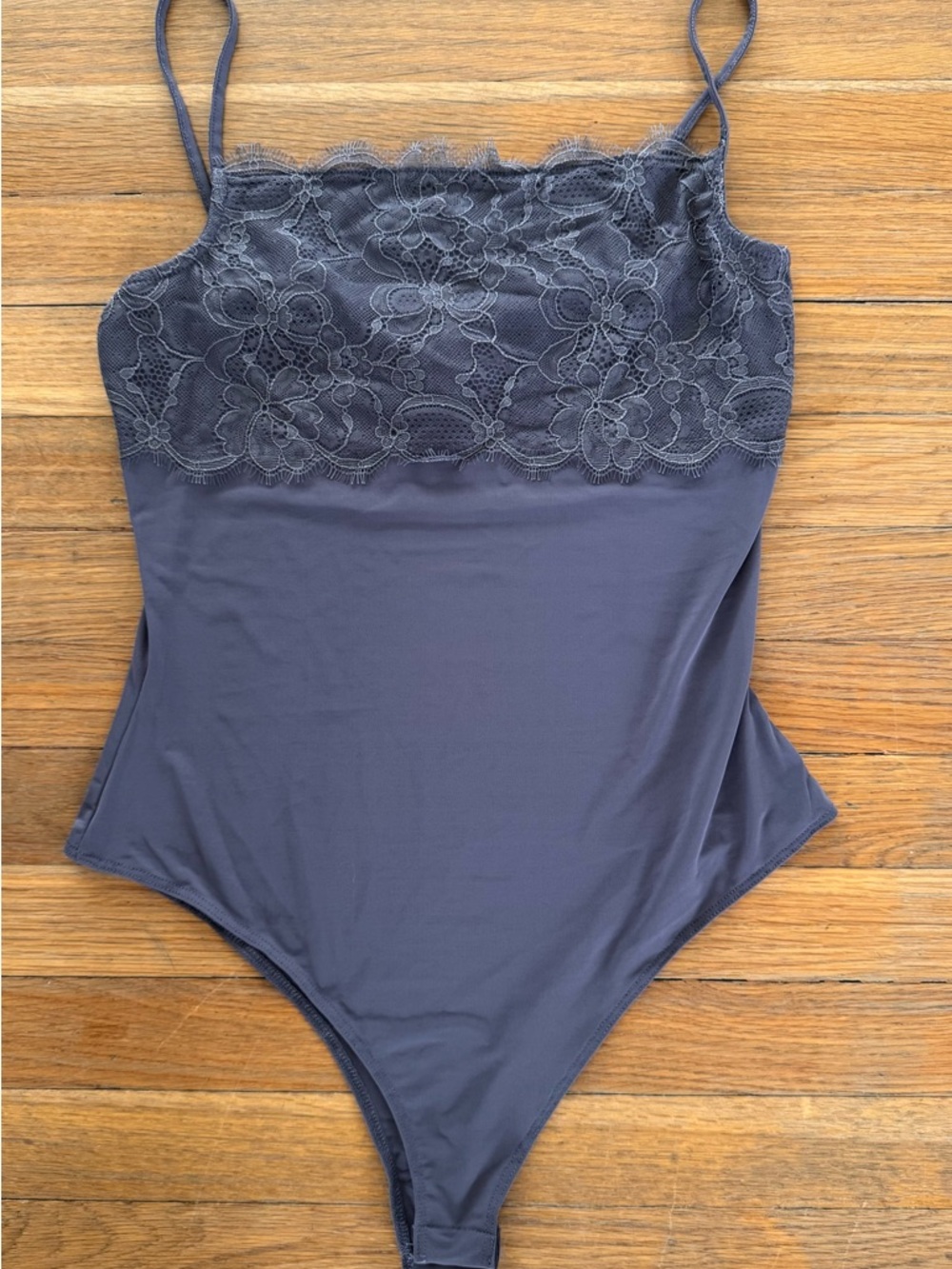 H&M Slate Lace-Trim Bodysuit - NWT small